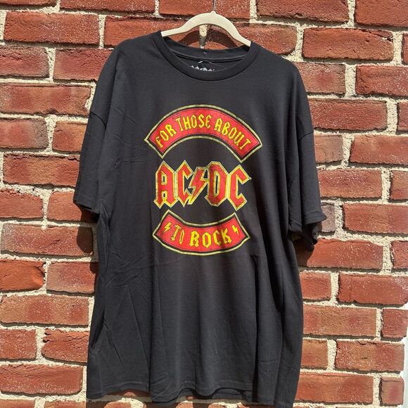 ACDC graphic band T-shirt black short sleeve men's 2XL NEW - Picture 1 of 4